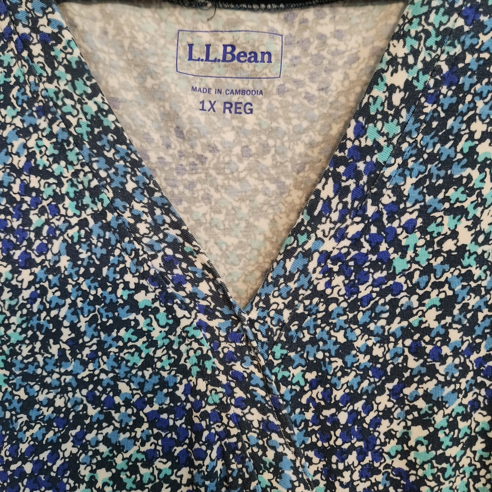 L.L. Bean Blue and White Speckled Dress - Picture 3 of 5